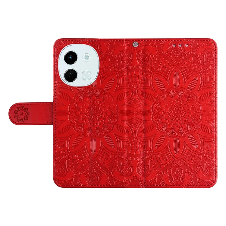 For TECNO Spark 30 5G / Pova 6 Neo 5G Case Sunflower Imprint Leather Wallet Phone Cover - Red