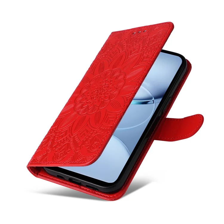 For TECNO Spark 30 5G / Pova 6 Neo 5G Case Sunflower Imprint Leather Wallet Phone Cover - Red