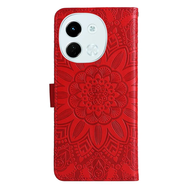 For TECNO Spark 30 5G / Pova 6 Neo 5G Case Sunflower Imprint Leather Wallet Phone Cover - Red