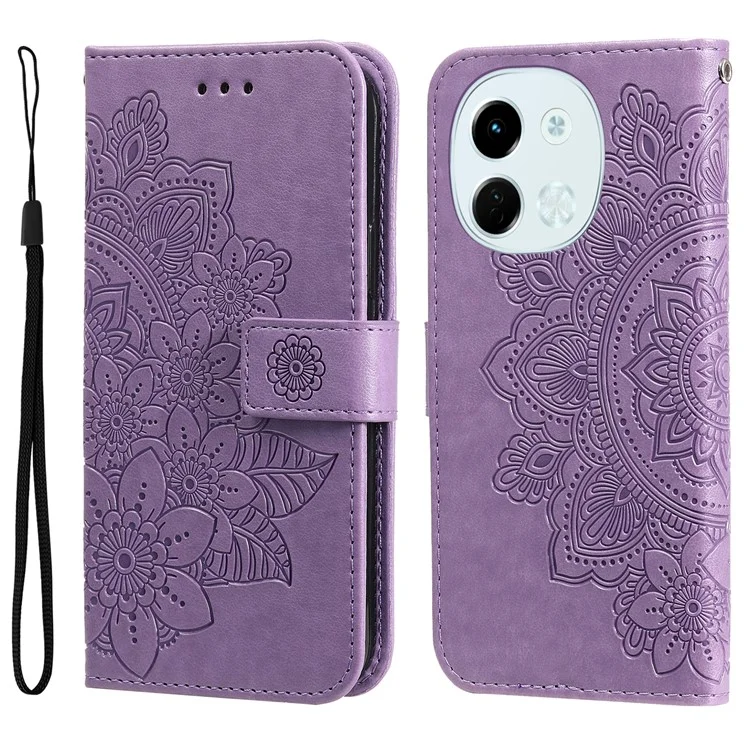 For TECNO Spark 30 5G / Pova 6 Neo 5G Case Floral Pattern PU Leather Wallet Stand Phone Cover - Purple