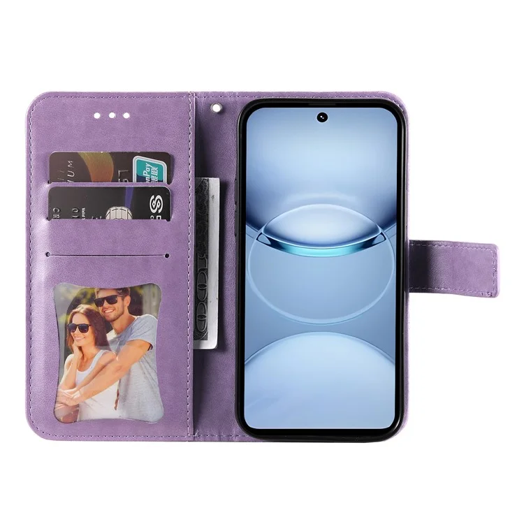 For TECNO Spark 30 5G / Pova 6 Neo 5G Case Floral Pattern PU Leather Wallet Stand Phone Cover - Purple