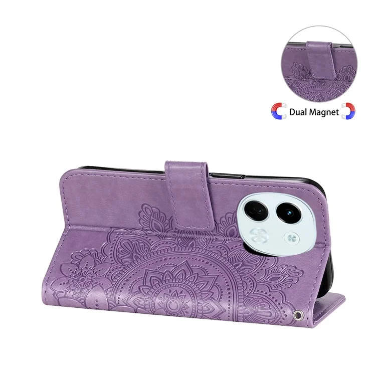 For TECNO Spark 30 5G / Pova 6 Neo 5G Case Floral Pattern PU Leather Wallet Stand Phone Cover - Purple