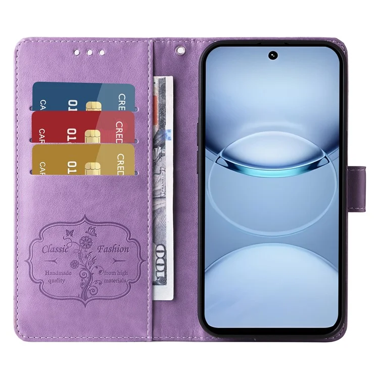 Для TECNO Spark 30 5G / Pova 6 Neo 5G чехол из искусственной кожи с бабочками и цветочным рисунком, функцией подставки - Фиолетовый