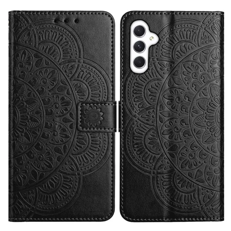Capa de couro com slots para cartão e padrão de mandala para Samsung Galaxy A26 5G - Preta