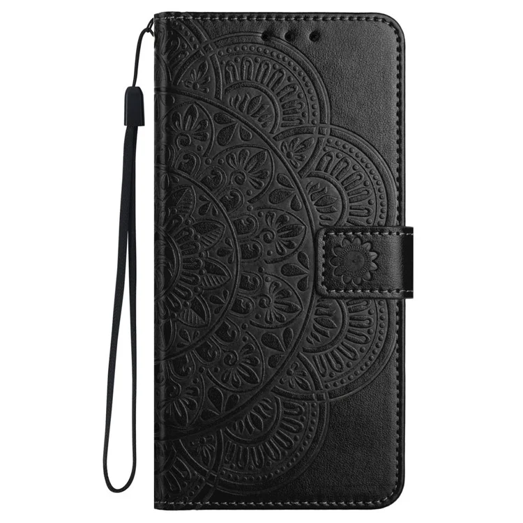 Capa de couro com slots para cartão e padrão de mandala para Samsung Galaxy A26 5G - Preta