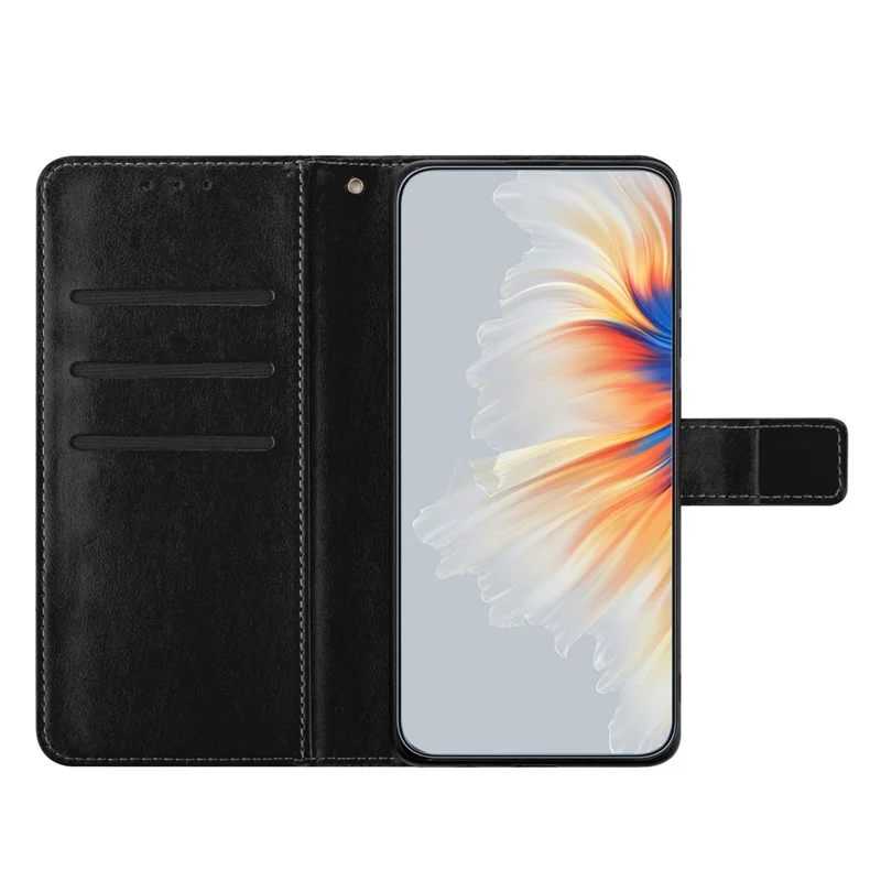 For Samsung Galaxy A56 5G Leather Case with Card Slots Mandala Pattern Phone Cover Stand - Black