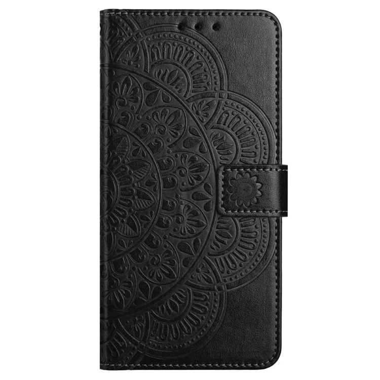 Étui en cuir avec emplacement pour cartes et motif mandala pour Motorola Moto G75 5G - Noir