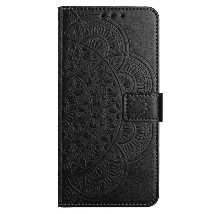 For Honor X5b Plus / X5b Lederetui mit Kartenschlitzen Mandala-Muster Telefonabdeckung Ständer - Schwarz