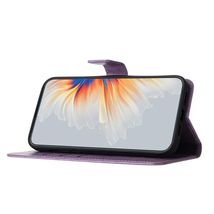 Funda de cuero con ranuras para tarjetas y soporte para teléfono con diseño de mandala para Honor X9c 5G - Púrpura