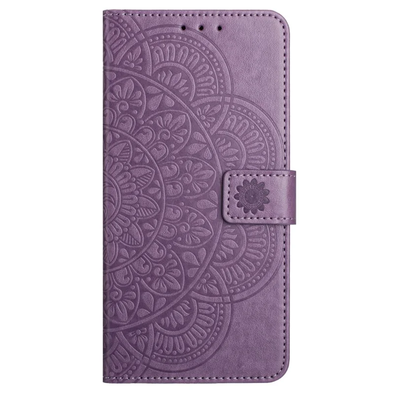 Funda de cuero con ranuras para tarjetas y soporte para teléfono con diseño de mandala para Honor X9c 5G - Púrpura