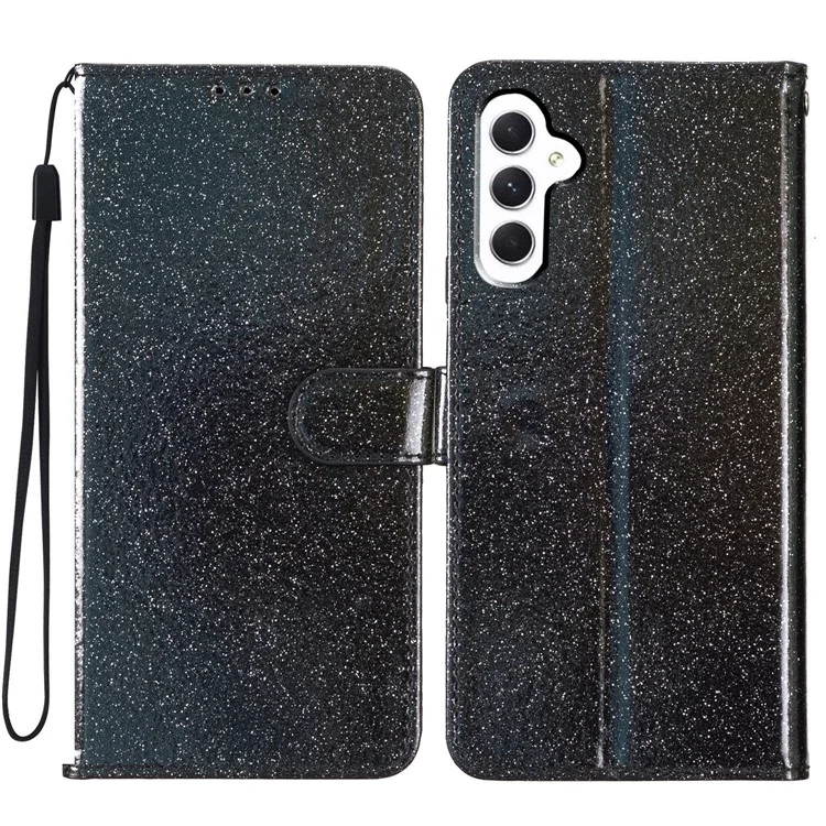 Étui portefeuille avec paillettes anti-rayures pour Samsung Galaxy A26 5G, housse de téléphone en cuir avec support - Noir