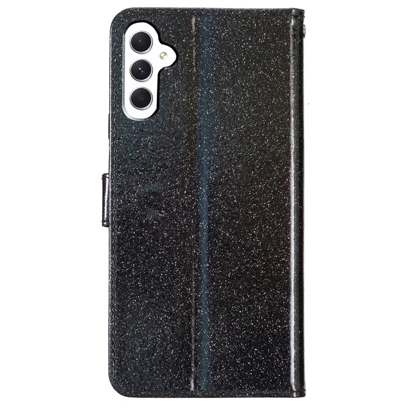 Étui portefeuille avec paillettes anti-rayures pour Samsung Galaxy A26 5G, housse de téléphone en cuir avec support - Noir
