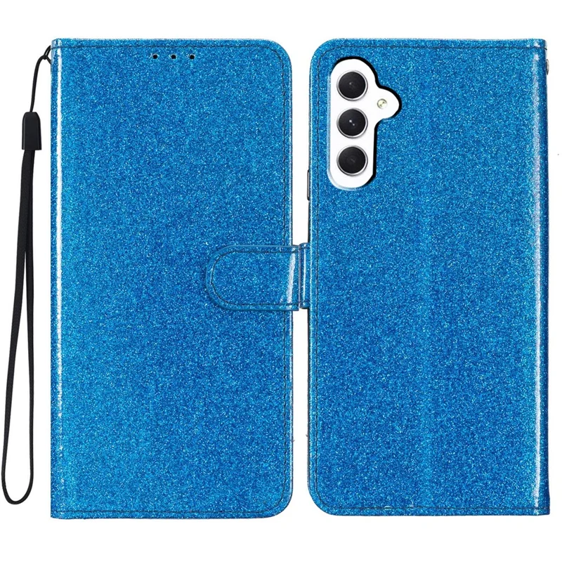For Samsung Galaxy A56 5G Wallet Case Glitter Anti-Scratch Leather Phone Cover Stand - Blue
