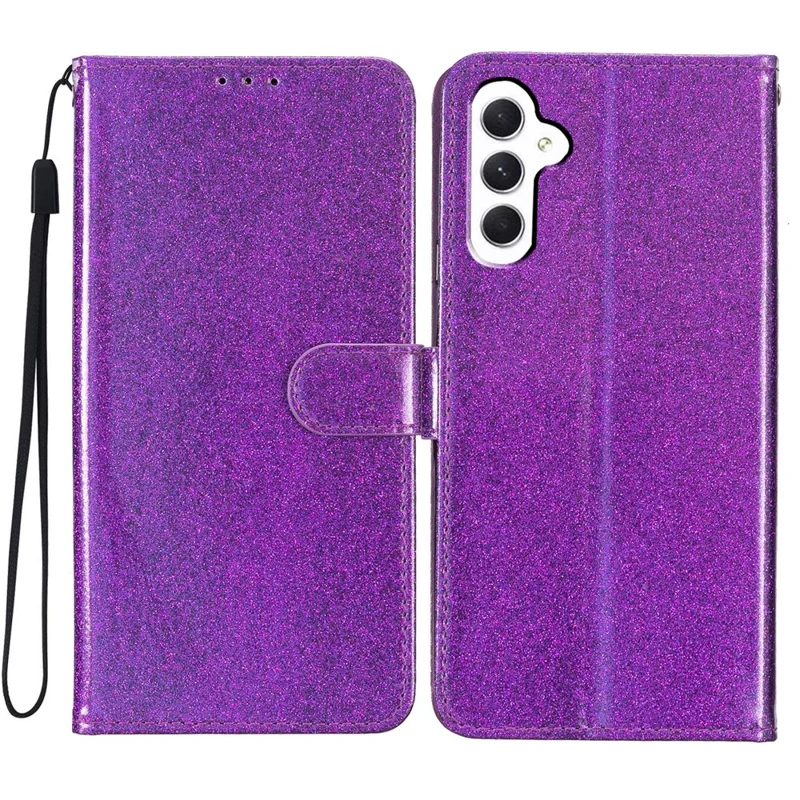 Étui portefeuille pour Samsung Galaxy A56 5G, brillant, anti-rayures, en cuir, avec support - Violet