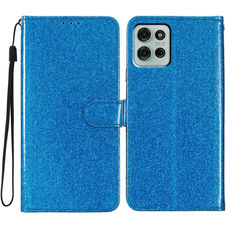 Für Motorola Moto G75 5G Geldbörsen-Hülle Glitzer Anti-Kratzer Leder-Handy-Abdeckung Ständer - Blau