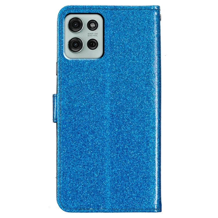 Für Motorola Moto G75 5G Geldbörsen-Hülle Glitzer Anti-Kratzer Leder-Handy-Abdeckung Ständer - Blau