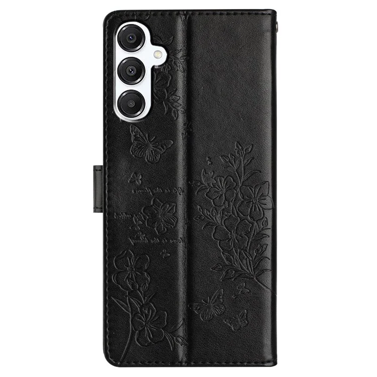 Custodia portafoglio per Samsung Galaxy A26 5G, stampa floreale a farfalla in pelle, cover a ribalta - Nero