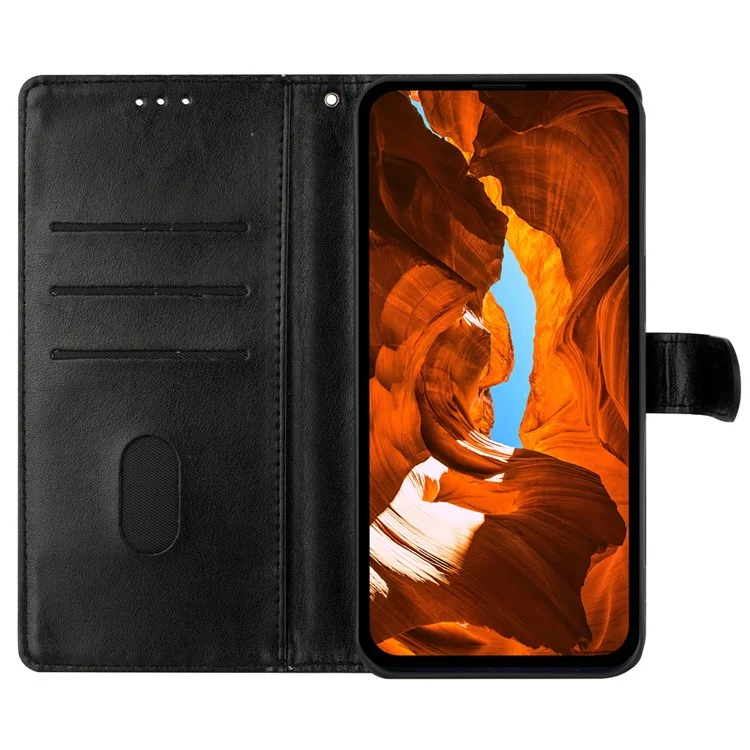 For Honor X5b Plus  /  X5b Wallet Phone Case Butterfly Floral Imprint Leather Flip Cover - Black