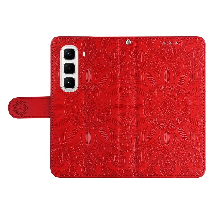 Für Infinix Hot 50 Pro+ 4G Hülle Sonnenblume Prägung Leder Brieftasche Handyhülle - Rot