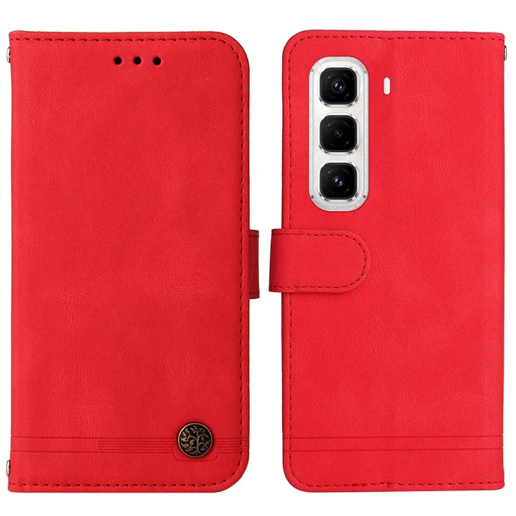 Für Infinix Hot 50 Pro+ 4G Wallet Case Skin Touch Leder Handyhülle Baummuster Hardware - Rot