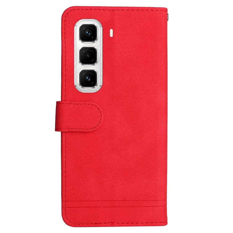 Für Infinix Hot 50 Pro+ 4G Wallet Case Skin Touch Leder Handyhülle Baummuster Hardware - Rot