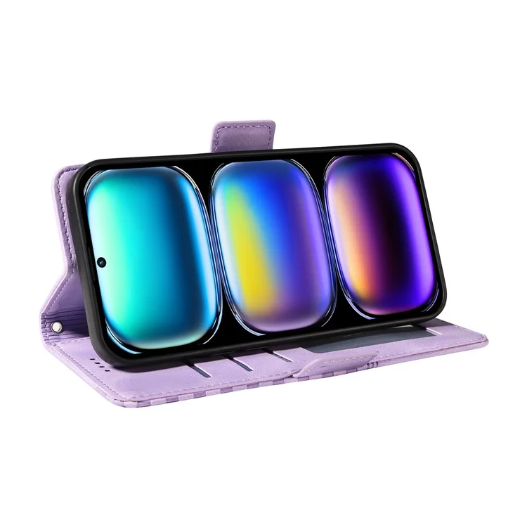 Custodia per Infinix Hot 50 Pro+ 4G in pelle PU con copertura per telefono con motivo a rombi stellato - Viola