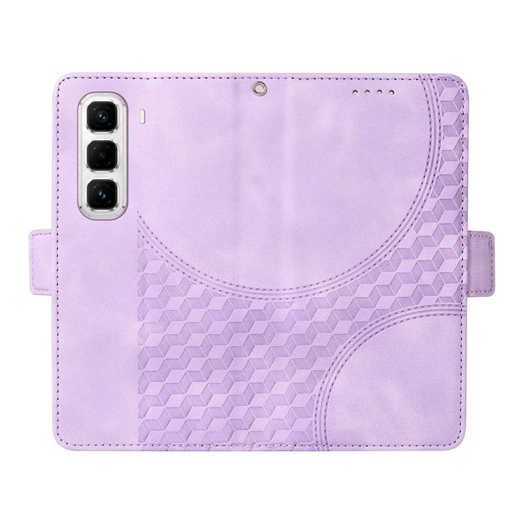 Custodia per Infinix Hot 50 Pro+ 4G in pelle PU con copertura per telefono con motivo a rombi stellato - Viola