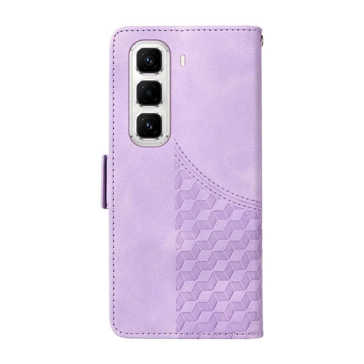 Custodia per Infinix Hot 50 Pro+ 4G in pelle PU con copertura per telefono con motivo a rombi stellato - Viola
