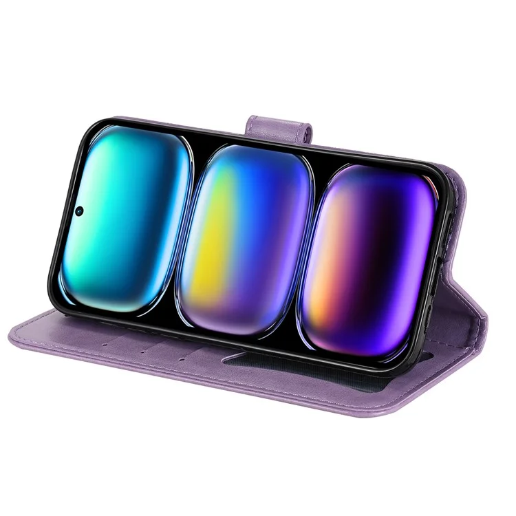 Für Infinix Hot 50 Pro+ 4G Hülle, Leder-Geldbörse, Blumen-Telefonhülle mit Ständer - Lila