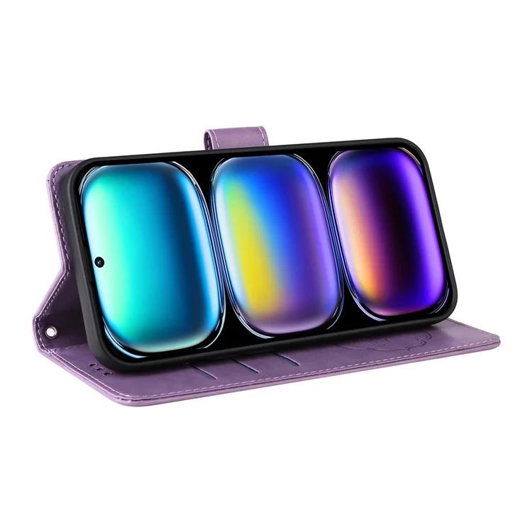 Capa de couro com estampa de borboleta e floral para Infinix Hot 50 Pro+ 4G, com suporte - Roxo