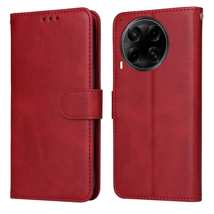For TECNO Camon 30S Pro 4G / Camon 30S 4G Case Wallet PU Leather Folio Flip Phone Cover - Red