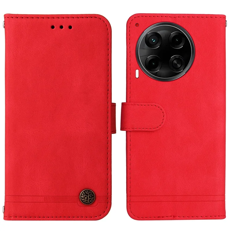 Für TECNO Camon 30S Pro 4G / Camon 30S 4G Brieftasche Hülle Leder Touchscreen Telefonabdeckung Baummuster Hardware - Rot