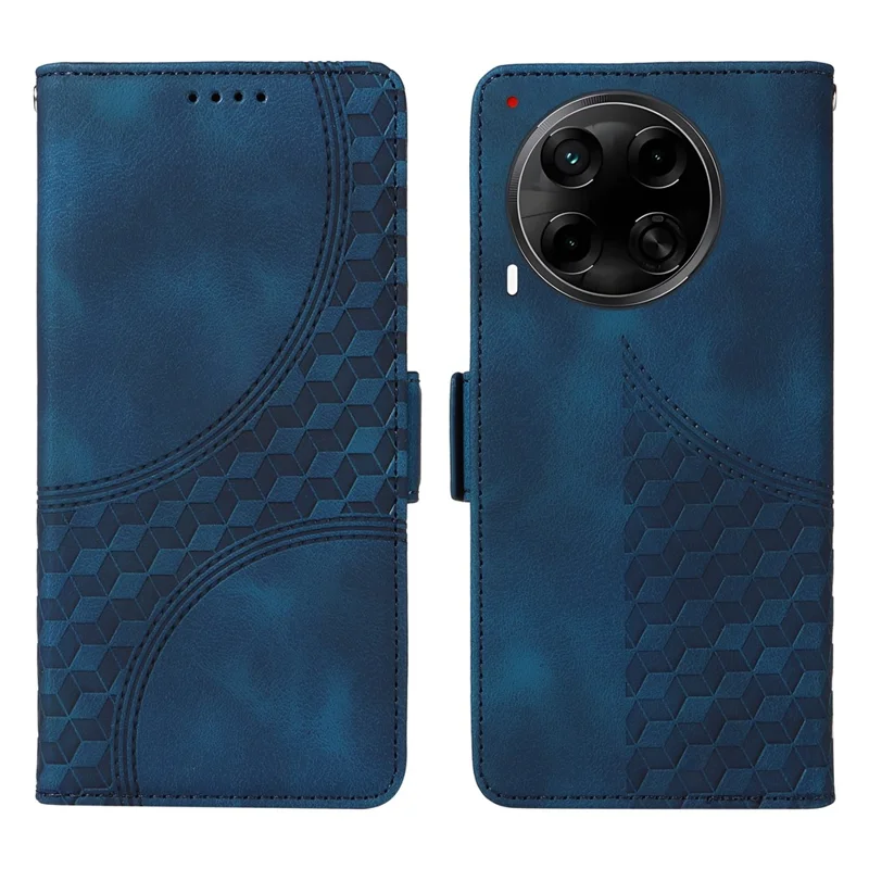 For TECNO Camon 30S Pro 4G / Camon 30S 4G Case PU Leather Phone Cover Rhombus Starry Imprinted - Blue