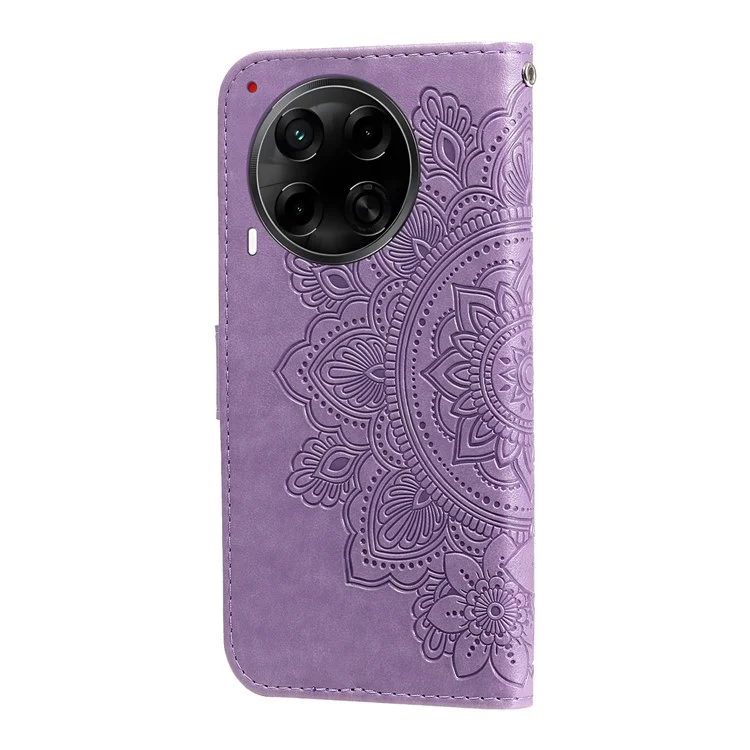 Для TECNO Camon 30S Pro 4G / Camon 30S 4G Чехол из искусственной кожи, бумажник, цветочный чехол для телефона, подставка - фиолетовый