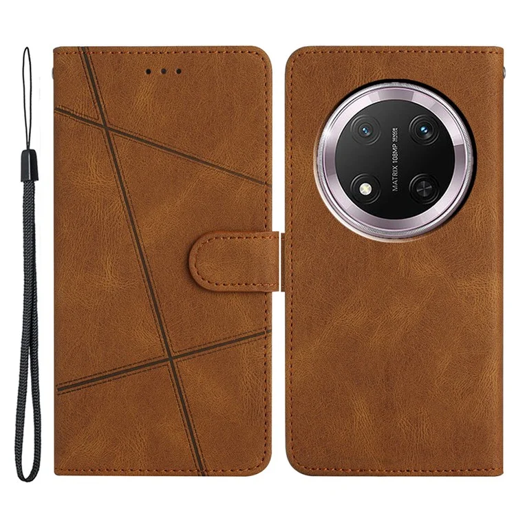 Étui For Honor X9c 5G en cuir PU à texture de cheval sauvage avec support portefeuille - Marron