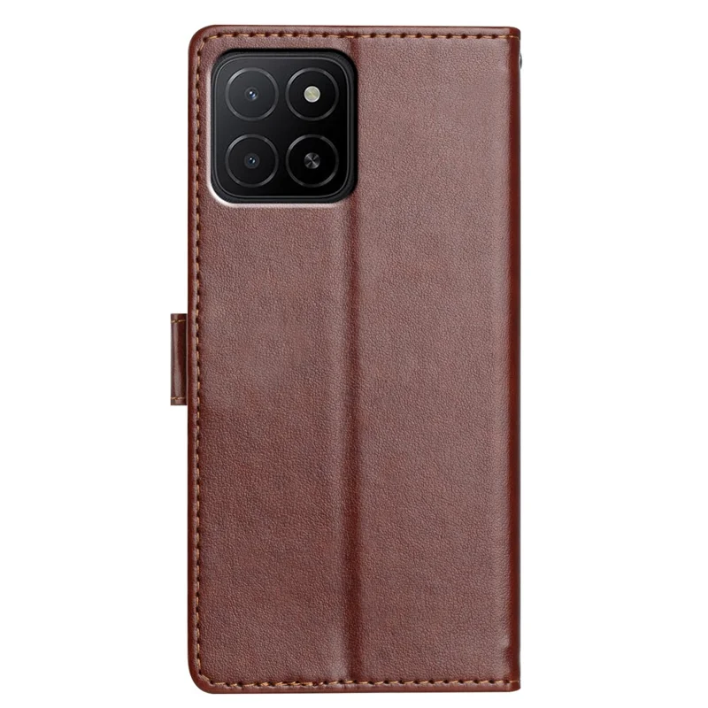 For Honor X5b Plus / X5b Leather Case Wallet Stand Phone Cover with Handy Strap - Brown