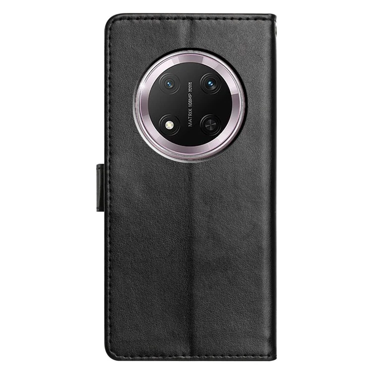 Funda de cuero para teléfono con soporte y correa práctica For Honor X9c 5G - Negro