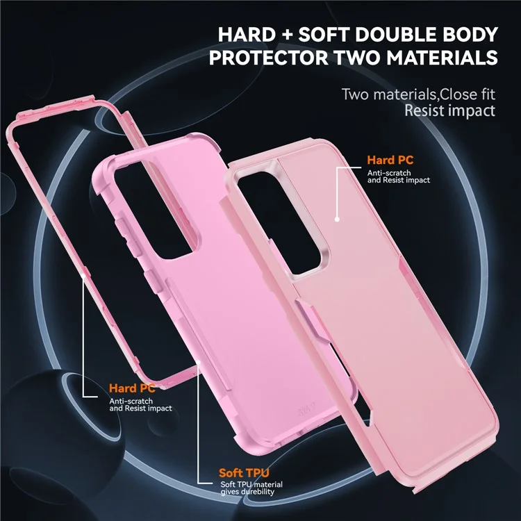 Étui pour Samsung Galaxy S25+ / S24+ 3 en 1 antichoc en TPU et PC - Rose