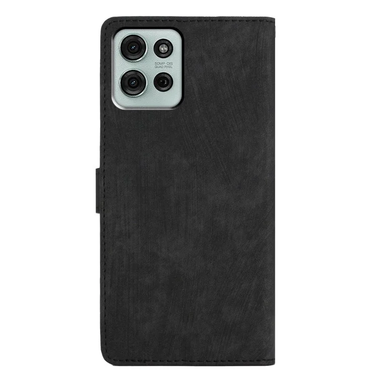Étui pour Motorola Moto G75 5G avec fentes pour cartes, peau tactile en cuir PU, support pour téléphone - Noir