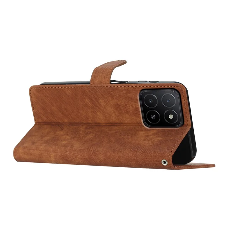 For Honor X5b / X5b Plus Case with Card Clots Skin-Touch PU Leather Phone Cover Stand - Brown