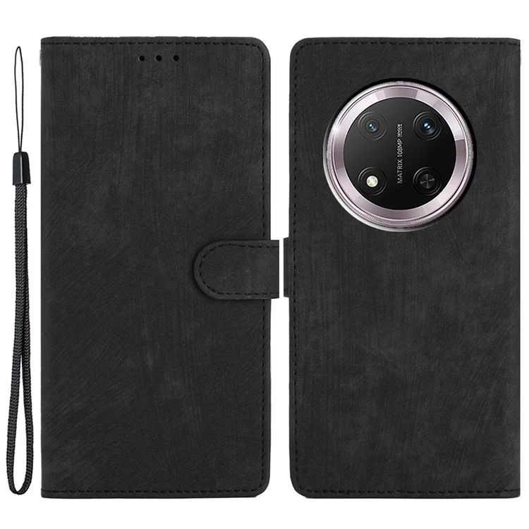 Funda para Honor X9c 5G con ranuras para tarjetas, piel sintética con tacto suave y soporte - Negro