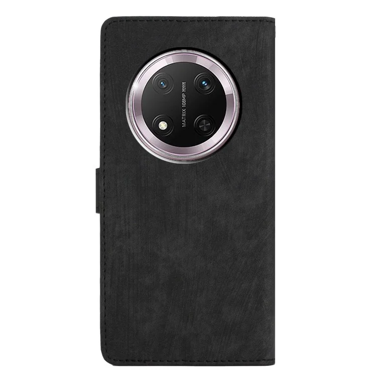 Funda para Honor X9c 5G con ranuras para tarjetas, piel sintética con tacto suave y soporte - Negro