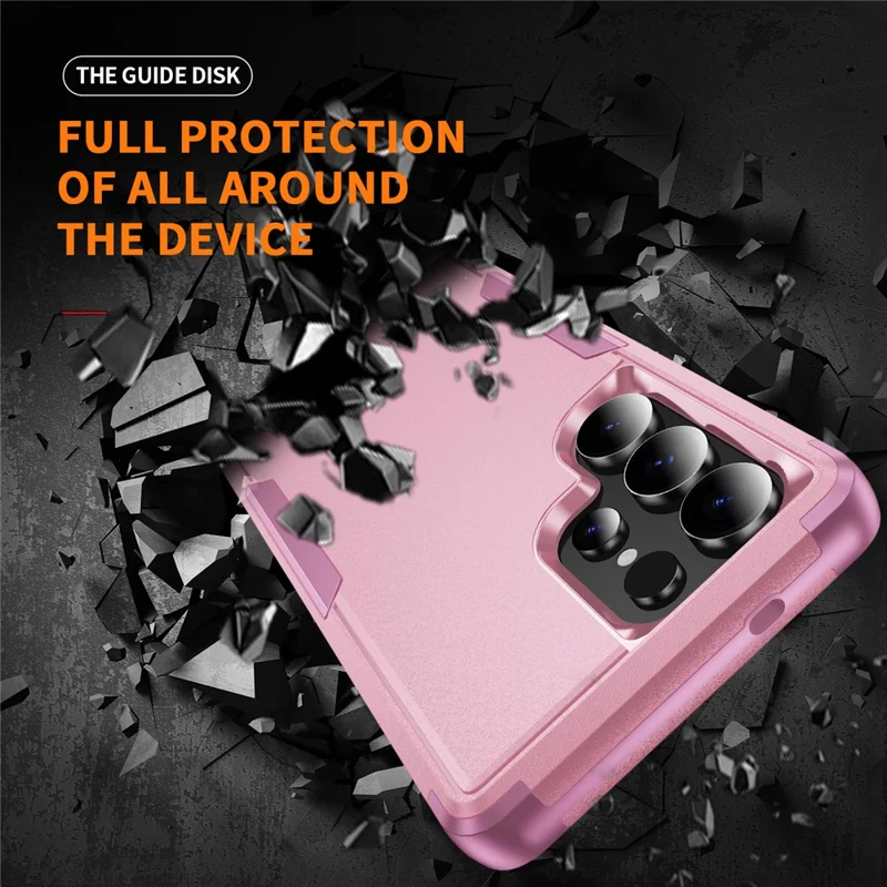 For Samsung Galaxy S25 Ultra Case 3 in 1 Shockproof TPU PC Phone Cover - Pink