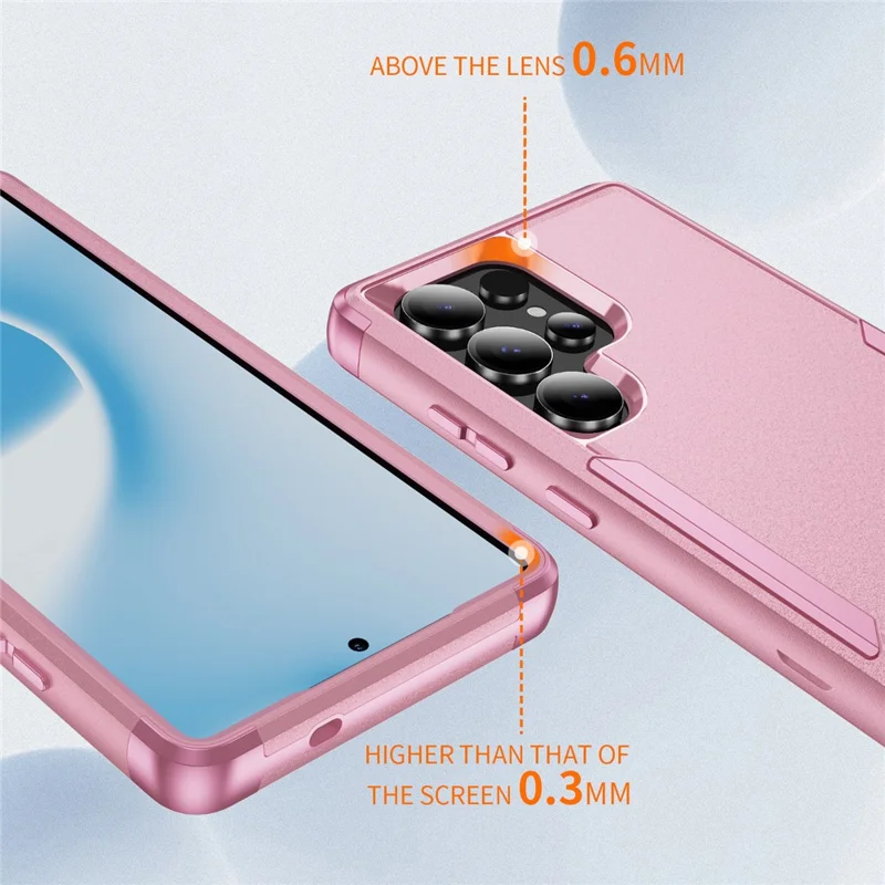 For Samsung Galaxy S25 Ultra Case 3 in 1 Shockproof TPU PC Phone Cover - Pink