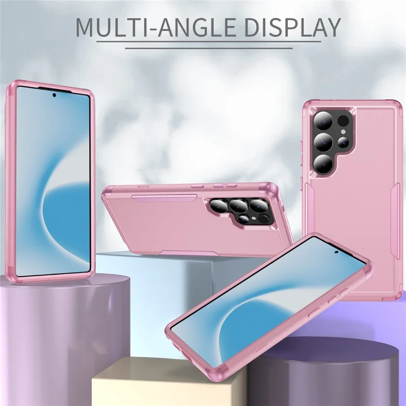 For Samsung Galaxy S25 Ultra Case 3 in 1 Shockproof TPU PC Phone Cover - Pink