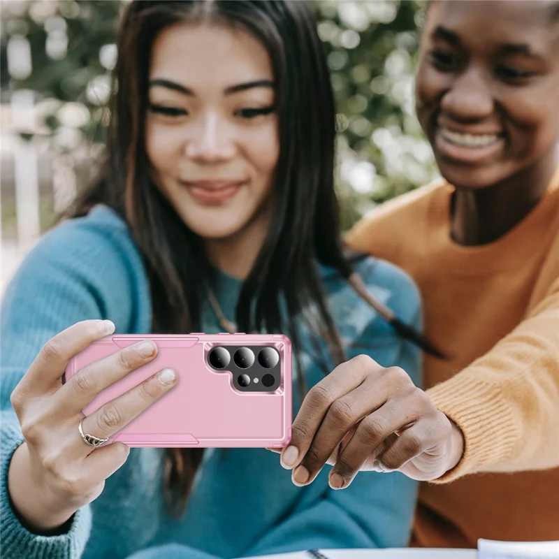 For Samsung Galaxy S25 Ultra Case 3 in 1 Shockproof TPU PC Phone Cover - Pink