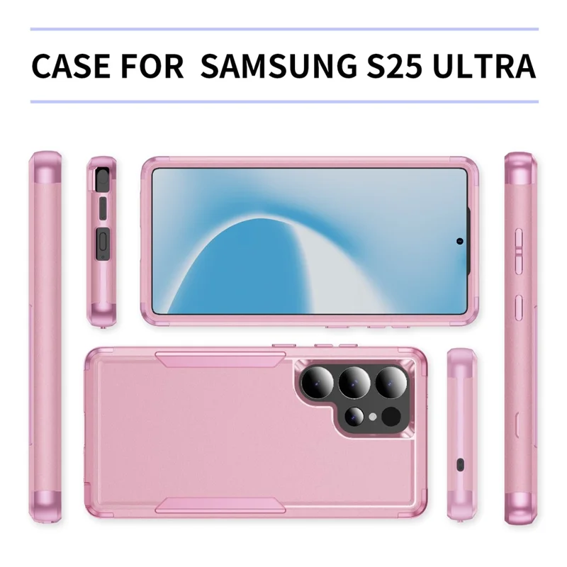For Samsung Galaxy S25 Ultra Case 3 in 1 Shockproof TPU PC Phone Cover - Pink