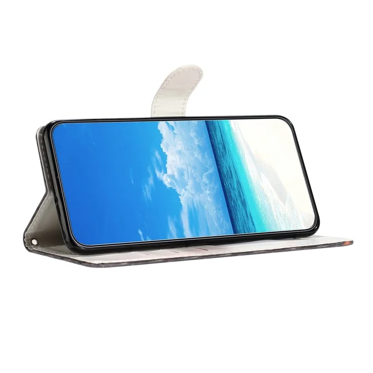 Capa de carteira de couro PU para Xiaomi Redmi A4 5G, com impressão em padrão 3D - Mármore rosa azul