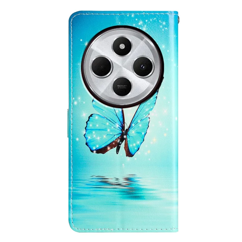 For Xiaomi Redmi A4 5G Wallet Case PU Leather Pattern Printing Stand Phone Cover with Strap - Blue Butterfly