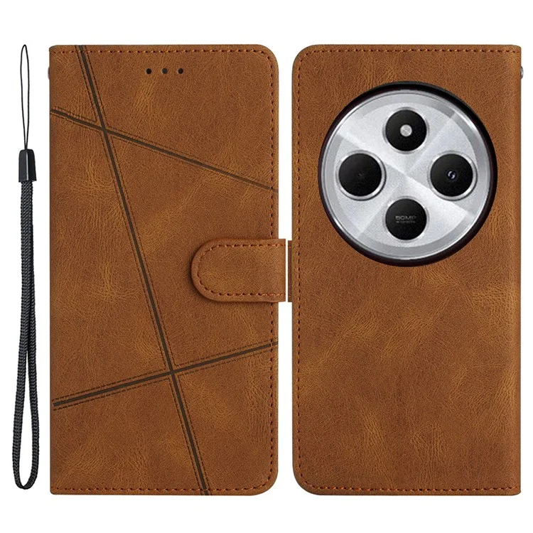 Custodia per Xiaomi Redmi A4 5G, texture in pelle PU effetto cavallo pazzo, portafoglio con supporto - Marrone